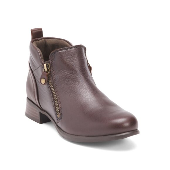 MUNRO Chocolate Leather Neko Zip Comfort Booties - Picture 1 of 2